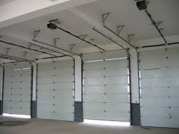 A close-up shot of vertical lift garage doors