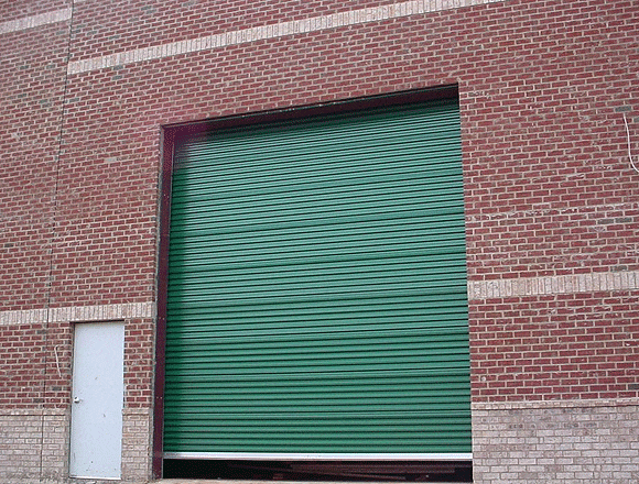 A close-up shot of Commercial Rolling Steel Garage Doors